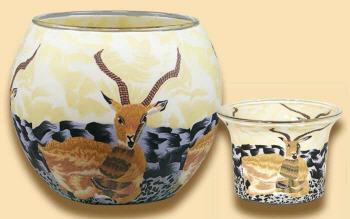 Leuchtglas Antilope und Teelichtglas, himmlische D�fte