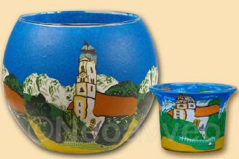Leuchtglas Bayerische Alpen und Teelichtglas, himmlische D�fte