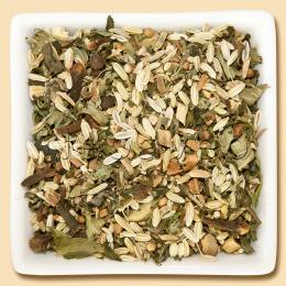 Indische Kr&auml;utertee-Mischung Patna mit s&uuml;&szlig;em Fenchel, S&uuml;&szlig;holzwurzel, w&uuml;rzig-minziges Aroma, Kardamom und Gew&uuml;rznelken, die betonende Sch&auml;rfe von Ingwer, bilden ein  rundes Geschmacksprofil.