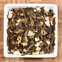 Kashmir Tee, Gr&uuml;ner Tee aus China aromatisiert mit Gew&uuml;rznelken, Cassia, Ingwerst&uuml;cken. Den spritzigen Touch geben Orangenschalen dazu.