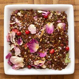 Rooibos-Tee, Neue Liebe, aromatisiert, Fruchtnote, Rhabarber, Heidekrautblüten