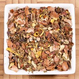Kr&auml;utertee-Mischung Schoko-Vanille-Chili-Chai mit Kakaoschalen, w&uuml;rzigem Cassia, einer Prise schwarzer Pfeffer und Sch&auml;rfe von Chili. W&uuml;rzig s&uuml;&szlig; im Geschmack.