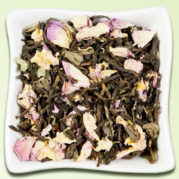 Teespezialität, Traditionstee-Mischung, Acht Kostbarkeiten, mit Rosenblüten, schwarzer, grüner Tee