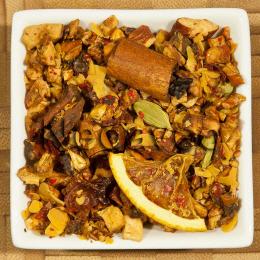 Weihnachtsapfel Fr&uuml;chtetee, s&auml;urearm. Der Geschmack vom Wintertee mit feinen Zimtnoten und Orangenspalten, wird umspielt von nussigen Noten gehobelter Mandeln und balsamischem, leicht s&uuml;&szlig;em Kardamom, verw&ouml;hnen den Gaumen.