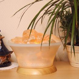 Salzlampe, Tischleuchte, mit Alabasterschale, schwarzer Marmorsockel
