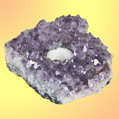 Amethyst Teelichthalter Kristallstück A