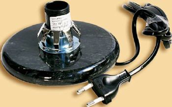 Schwarzer Marmorsockel Gr��e L, D: 16cm mit Anschlu�kabel, Schnurschalter, Fassung und Federring. Ersatzteil oder zum Selbstgestalten.