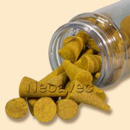 Feiner, zugleich s&uuml;&szlig;er Vanilleduft f&uuml;r entspannende Auszeiten. Qualit&auml;ts R&auml;ucherkegel von Heaven Scent in doppelter St&auml;rke. Ab 30 St&uuml;ck im Aromabeh&auml;lter verpackt online kaufen.