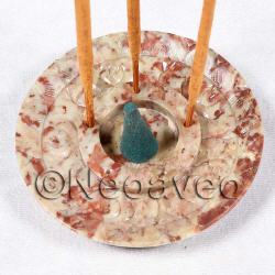 Speckstein, R&auml;ucherteller 8cm, Farbe rot-gr&uuml;n, f&uuml;r R&auml;ucherst&auml;bchen, R&auml;ucherkegel, R&auml;ucherzeremonie
