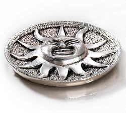 Aztekensonne R&auml;ucherteller aus Metall, R&auml;ucherkegel, R&auml;ucherst&auml;bchenhalter