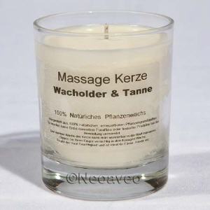 Massagkerze Wacholder und Tanne mit Waldduft, aus nat�rlichem Pflanzenwachs hergestellt