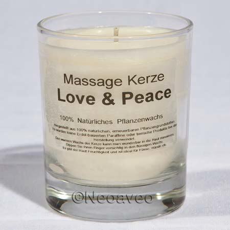 Liebe & Frieden Natur Massagekerze