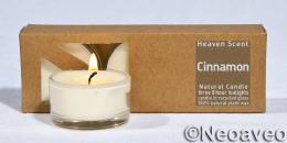 3 St&uuml;ck Zimt Natur Glas Duftteelicht von Heaven Scent, aus nachwachsenden Rohstoffen hergestellt.