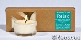 3 Relax Natur Glas Duftteelichter von Heaven Scent. Mit pflanzlichem Wachs hergestellt.