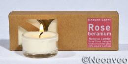 3 Rose und Geranium Natur Glas Duftteelichter von Heaven Scent.