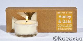 Honig und Hafer Natur Glas Duftteelicht von Heaven Scent.