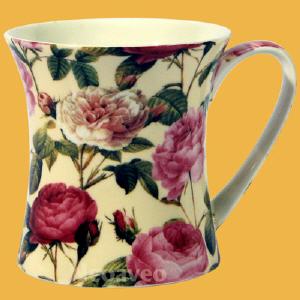 Porzellanbecher mit stilvollem Roosenmotiv f�r h�chsten Trinkgenuss, Sp�lmaschinengeeignet.