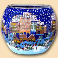 Leuchtglas Adventsmarkt, 11 cm