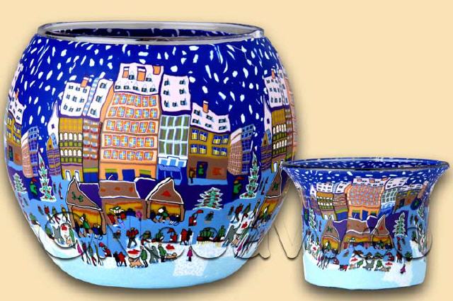 Adventsmarkt Leuchtglas mit Teelichtglas