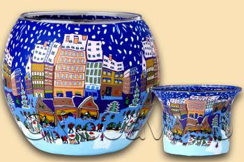 Leuchtglas Adventsmarkt mit Teelichtglas