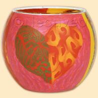 Leuchtglas, Leuchtgl&auml;ser, Afrikanische Herzen, Ansicht drei, afrikanische Kunst, farbiges Herz, Kerzenglas, himmlische D&uuml;fte