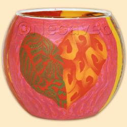 Leuchtglas, Leuchtgl&auml;ser, Afrikanische Herzen, Ansicht drei, afrikanische Kunst, farbiges Herz, Kerzenglas, himmlische D&uuml;fte