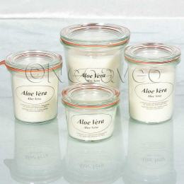 Aloe Vera, Rapswachs-Duftkerze von Kerzenfarm Hahn, Naturkerze im Weckglas