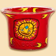 Teelichtglas Aztekensonne, 6 cm, mit Motiv aus der Antike aus Mittelamerika.