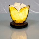 Bergkristall Tischleuchte Olivenbl�te, spanisches Glaskunst-Handwerk, Recyclingglas, Edelsteinleuchte, Bergkristall-Chips