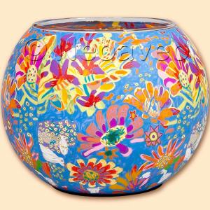 15 cm XLLeuchtglas Blütentraum mit kräftig leuchtenden Blüten in vielen Farben. Sommertraum von Kerzenfarm Hahn.