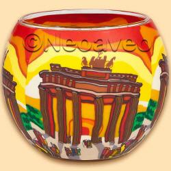 Leuchtglas, Leuchtgl&auml;ser, 11 cm, Brandenburger Tor, Wahrzeichen von Berlin, Kerzenfarm Hahn