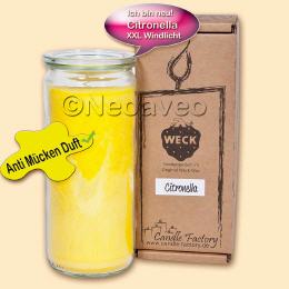 Citronella XXL Jumbo Duftkerze Gigant von Candle Factory, im Weckglas, Anti M&uuml;ckenduft, Gastronomie Kerzen, Wellness Kerze, Wellnesskerzen