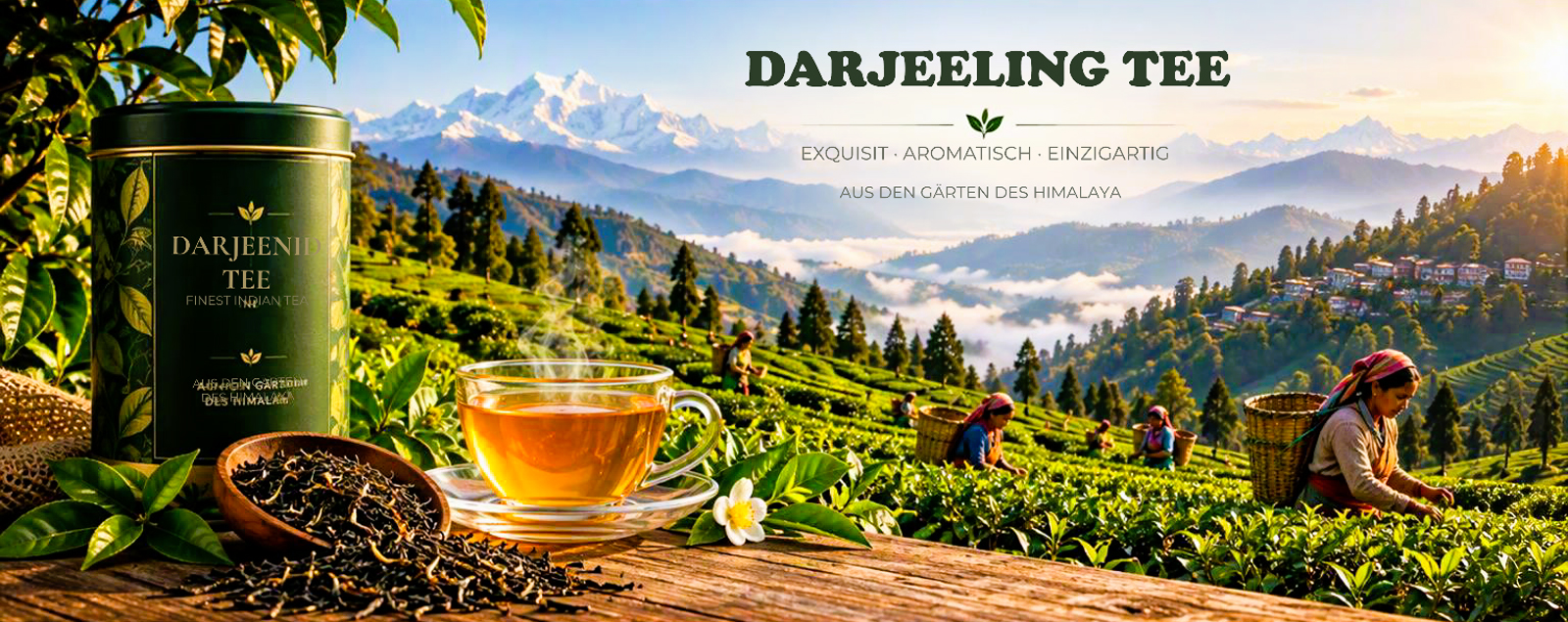 Darjeeling Tee Premium Schwarztee aus Indien mit feinem Muskatell-Aroma aus den Himalaya-Teegärten.