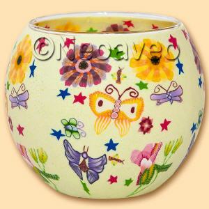 Leuchtglas Gr�ner Schmetterling 11 cm, ein Sommermotiv, in vier Gr��en erh�ltlich, verwendbar mit Teelicht oder LED-Teelicht, von Kerzenfarm
