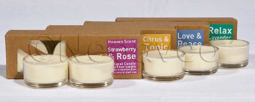 3 Premium Natur Duftteelichter in der Glashülle von Heaven Scent.