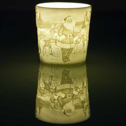 Knecht Ruprecht Lithophanie Windlicht Votivbecher aus Porzellan, Starlights Windlichter, Kerzenfarm Hahn