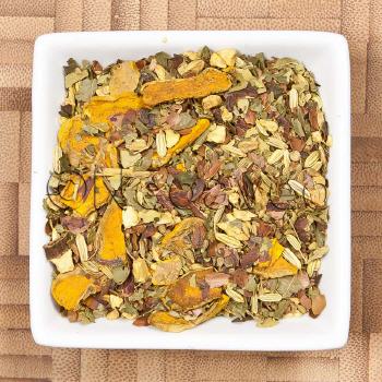 Wellness Tee Kurkuma Gold Kräuterteemischung mit Geschmacksrichtung Kurkuma Kakao, goldenes Cucurmin, Gelbwurz, Safranwurzel