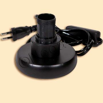Lampensockel 9 cm in schwarz aus MDF gefertigt, mit Anschlussleitung und Schnurschalter, Ersatzsockel, Holzsockel aus MDF