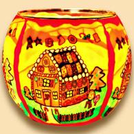 Leuchtglas Lebkuchenhaus 11cm, Weihnachtsgeb&auml;ck, Kerzenfarm hahn