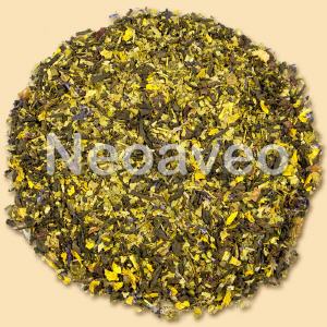 Leicht und Beschwingt ist ein Kr�utertee mit Anti Aging Mix. Mit Lemongras, Ananas-Guave-Geschmacksprofil. Ein Bl�tenmeer der Sonnenblumenbl�ten wird erg�nzt durch blaue Tupfer von Malvenbl�ten.