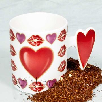 Liebesgeflüster aromatisierter Rooibos Tee mit Herztasse für Lieblingsmenschen, Tee aus Südafrika, Valentinstag, zum Verschenken