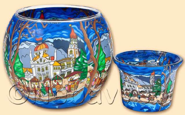 Leuchtglas und Teelichtglas Meran