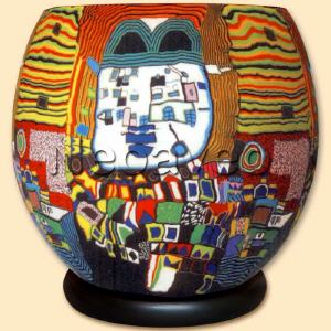 Moderne Kunst Gelb , Leuchtglas Lampe, XXL Gigant, Kerzenfarm Hahn, Tischleuchte, Leuchtglas elektrisch