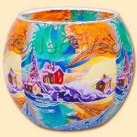 11 cm Leuchtglas Nordlicht 11cm, nordische Nachthimmle, von Kerzenfarm Hahn