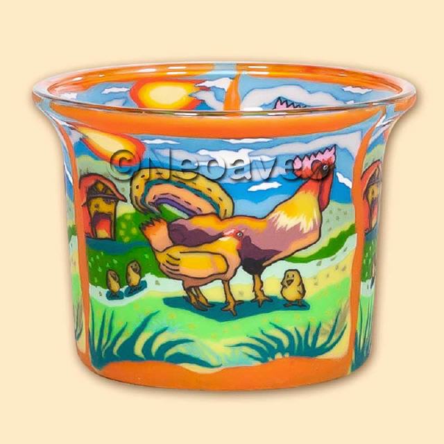 Stolzer Hahn Teelichtglas