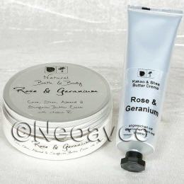 Rose Geranium, Kakaobutter Creme, feine Rosen-Duftnote, Sheabutter, f&uuml;r trockene Haut, feuchtigkeitsspendend