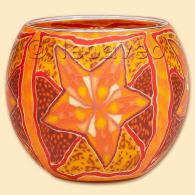 Leuchtglas Roter Stern, 11 cm mit strahlendem Stern, Windlichtmotiv von Kerzenfarm Hahn