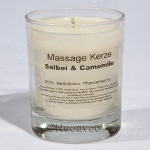 Massagkerze Salbei undwilde Kamille mit leicht krautig blumigem Duft, aus nat�rlichem Pflanzenwachs hergestellt
