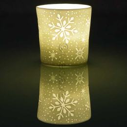Schneeflocke Lithophanie Windlicht Votiv Becher aus Porzellan, Starlights Windlichter, Kerzenfarm Hahn