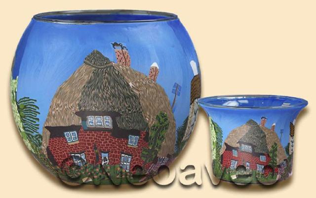 Sommerhaus Leuchtglas und Teelichtglas